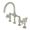 Kingston Brass KS2338NX Industrial Style Bridge Kitchen Faucet with Brass Sprayer, Brushed Nickel KS2338NX - alternate 1
